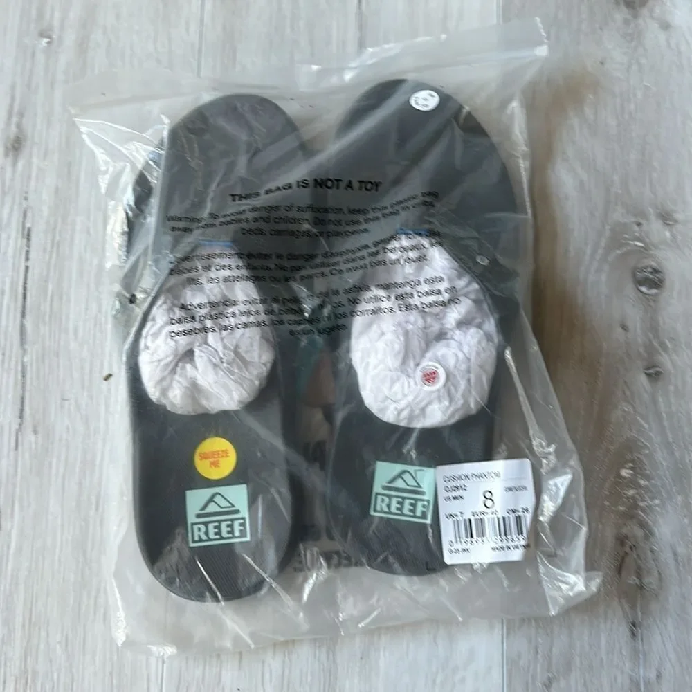 REEF CUSHION PHANTOM GUNMETAL OCEAN MEN'S SANDAL SIZE 8 NWT in packaging‎